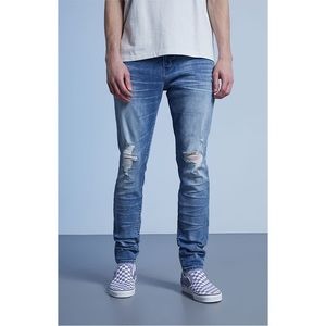 PacSun Dark Wash Distressed Skinny Stacked Comfort Stretch Jeans 36 x 32